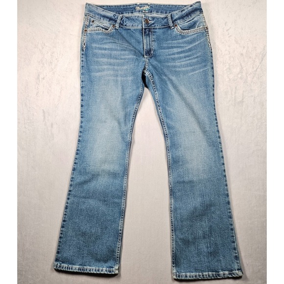 Wrangler Jeans Womens 17x32 Sadie Boot Cut Low Rise Embroidered Western Cowgirl - Picture 2 of 15